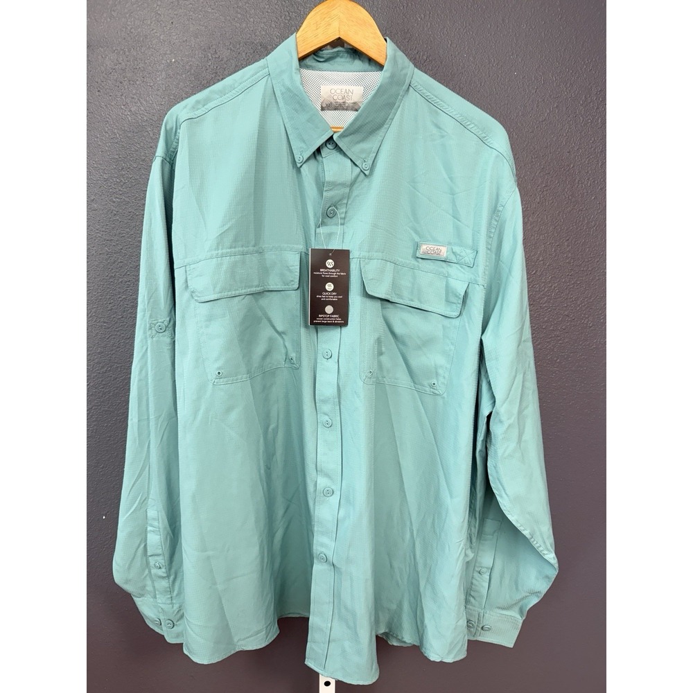 Ocean & Coast Fishing Shirt Mens XL Watery Teal Long Sleeve Vented NEW